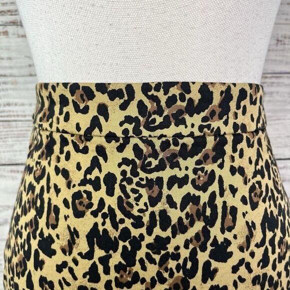 J Crew No. 2 Pencil Skirt size 0 Leopard Cheetah Straight Knee Stretch Career - Picture 3 of 7